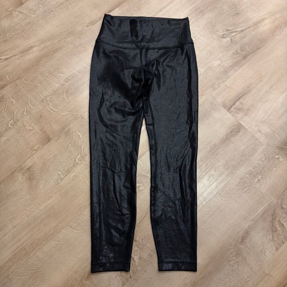 Lululemon Wunder Train High Rise 25" Radiate Foil Black Leggings Women's Size 6